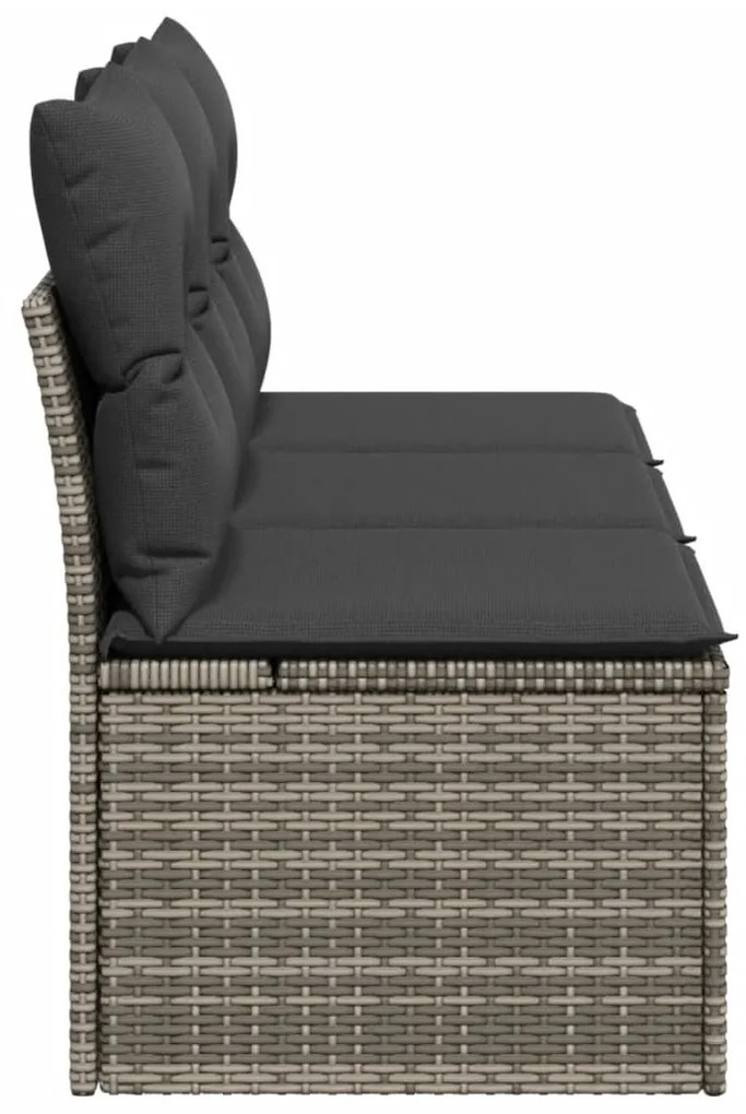 3 személyes szürke polyrattan kerti kanapé párnával