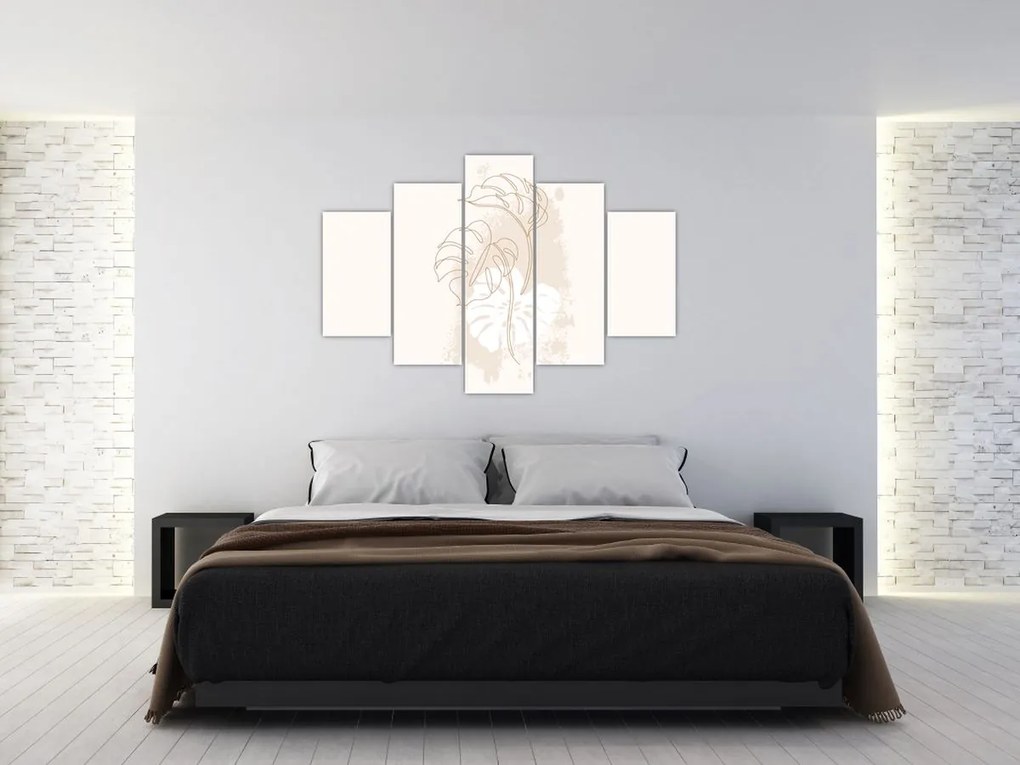 Kép - Line art monstera N⁰1 (150x105 cm)