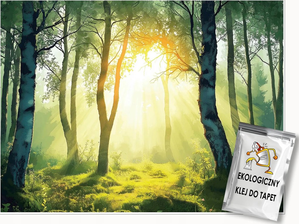 Fotótapéta Erdő 3D Fák Természet Nap Falra Hálószoba Nappali 400x280