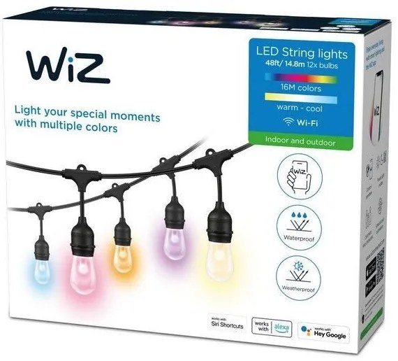 WiZ - LED RGBW Dimmelhető kültéri lánc 12xLED 14,4m IP65 Wi-Fi