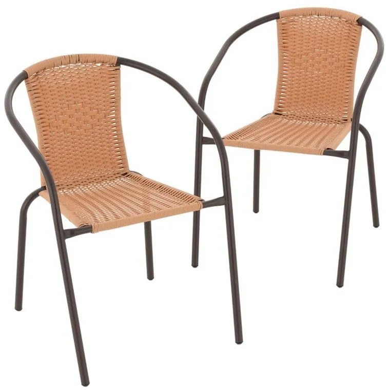 GARTHEN Bistro rattan kerti szék készlet 2 db barna