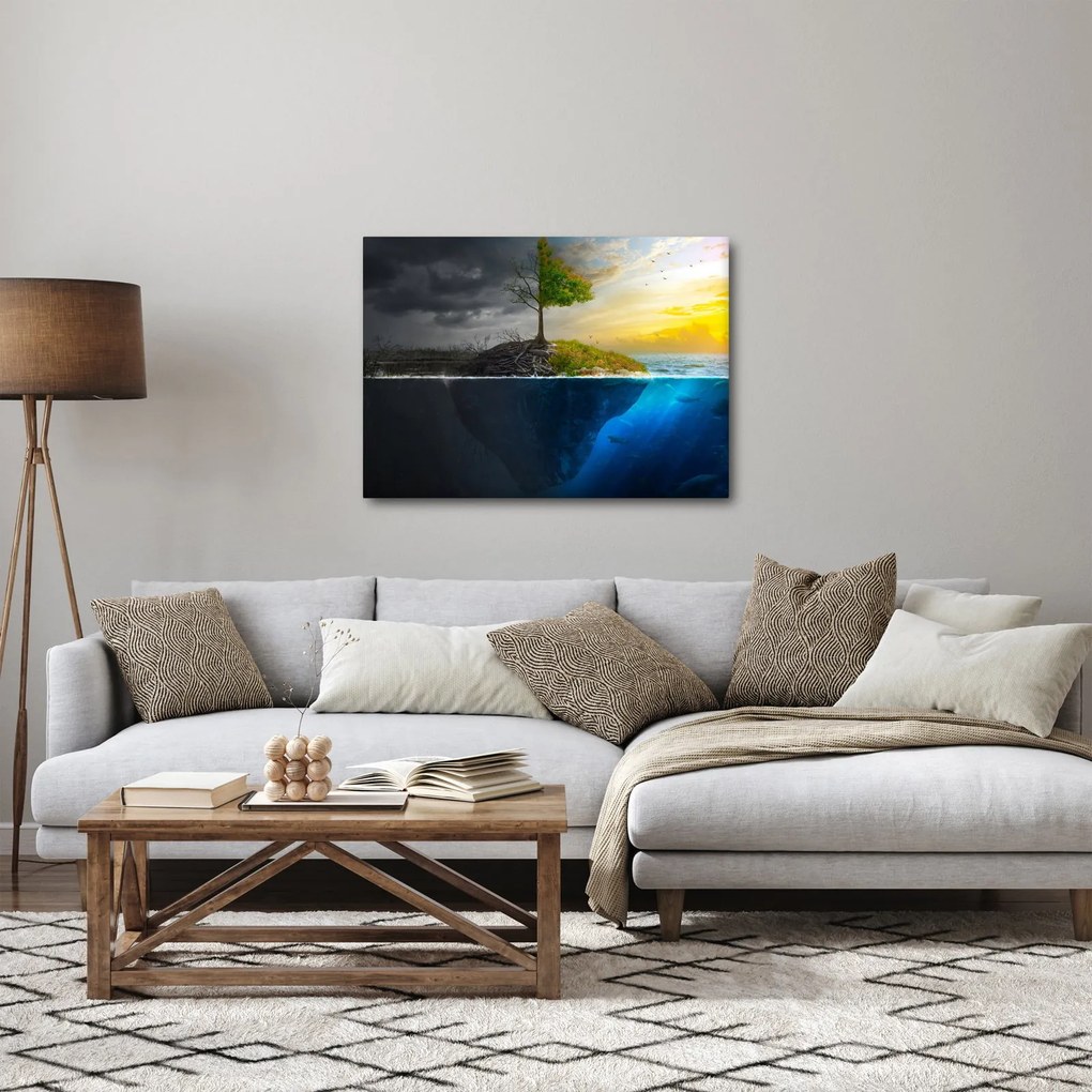 Két oldalt mutató kép (70x50 cm)