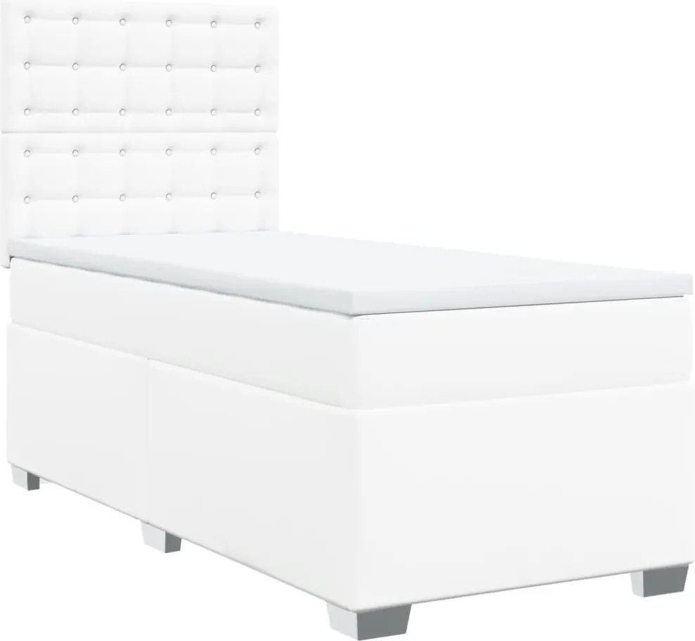 vidaXL fehér műbőr rugós ágy matraccal 90x190 cm