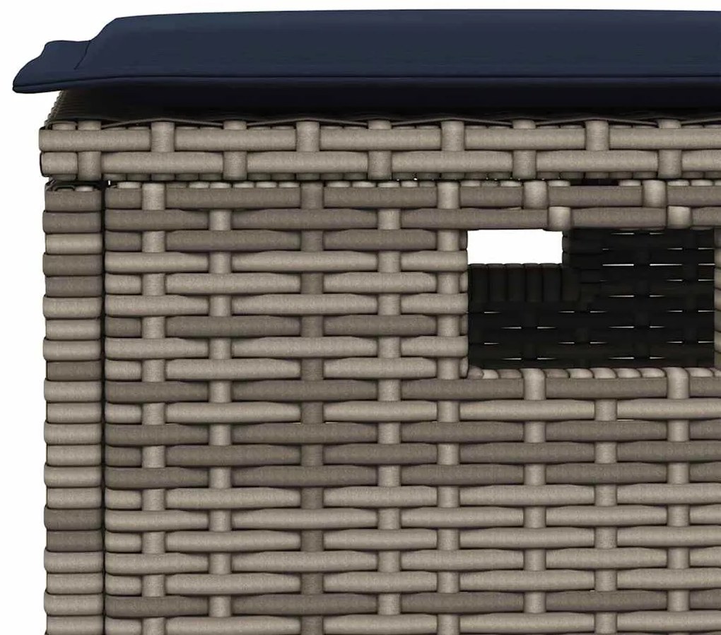 6 részes szürke polyrattan kerti ülőgarnitúra párnákkal L-alakú
