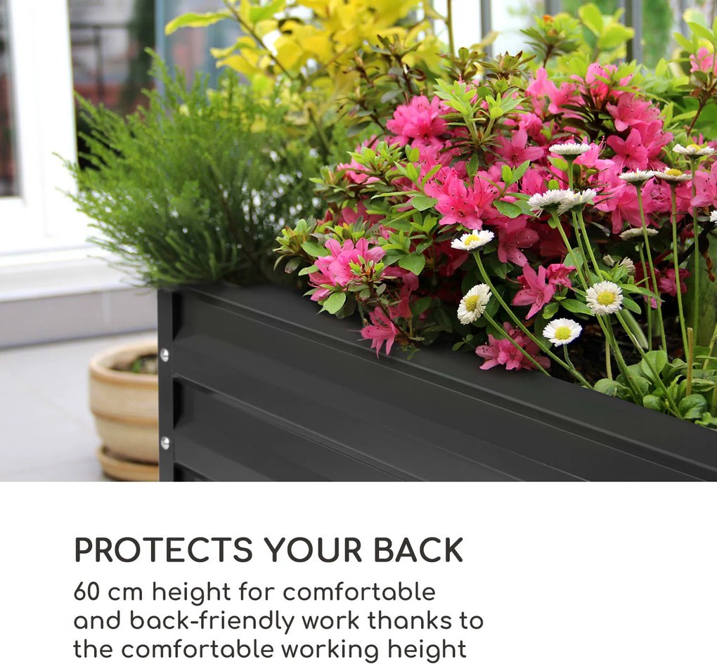 Blumfeldt Blum High Grow Straight, magaságyás, 100 x 60 x 100 cm, 600 l, acél