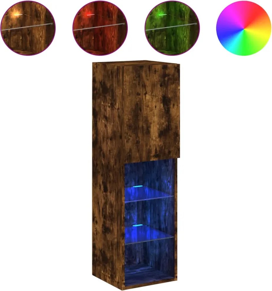 vidaXL füstös tölgy színű TV-szekrény LED-lámpákkal 30,5 x 30 x 102 cm