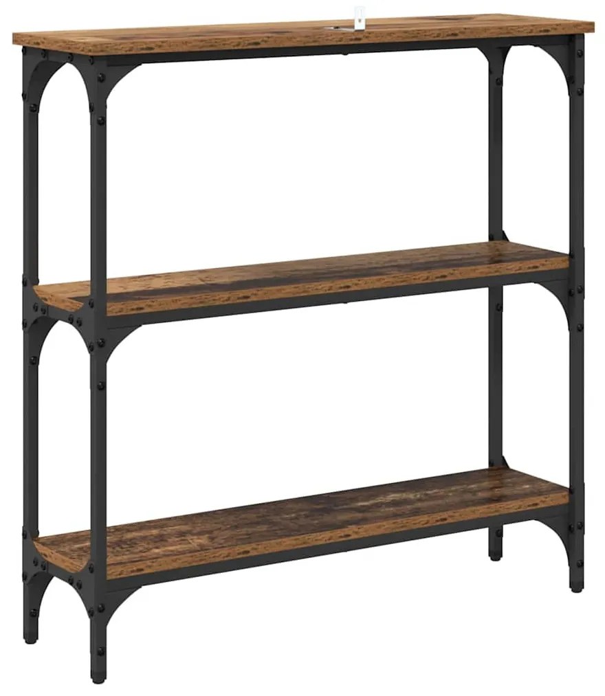 Konzolasztal Régi fa 75 x 22.5 x 75 cm Műgyanta fa és Fém