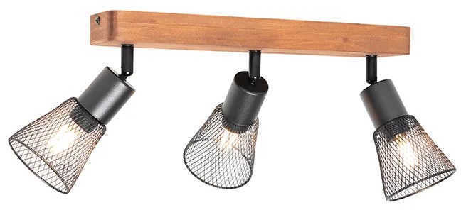 Ipari reflektor fekete fával 3-lámpás - Kristina