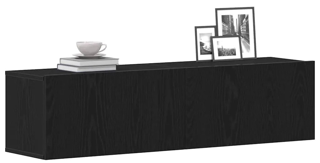 fekete tölgy színű szerelt fa TV-szekrény 120x30x30,5 cm