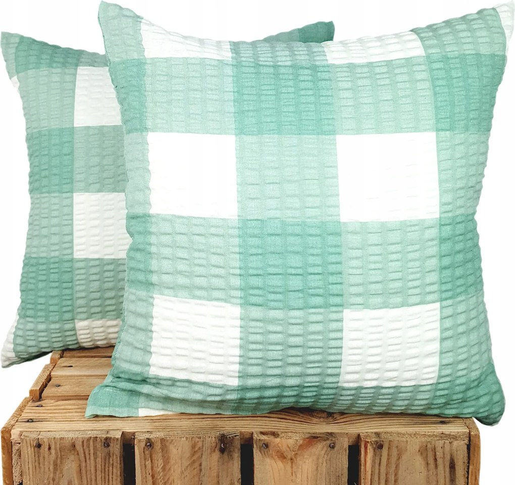 Prémium 100% pamut párnahuzat menta kockás 40x40 Ifjúsági