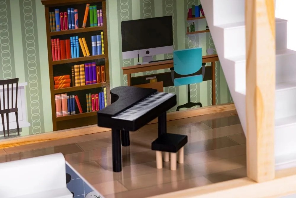 Fa babaház, 3 emelet, terasz 15 darab bútorral ECOTOYS