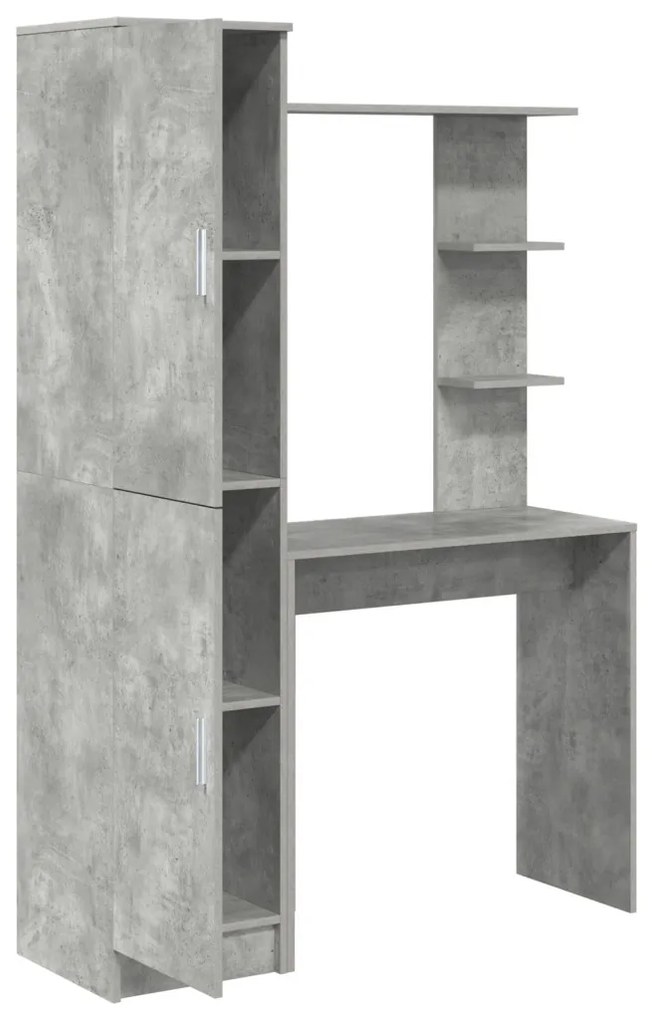 Tárolóval rendelkező íróasztal polcokkal 2 pcs Beton Szürke