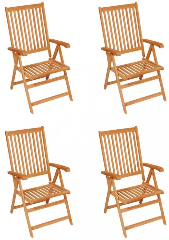 4 db tömör tíkfa kerti szék szürke kockás párnákkal