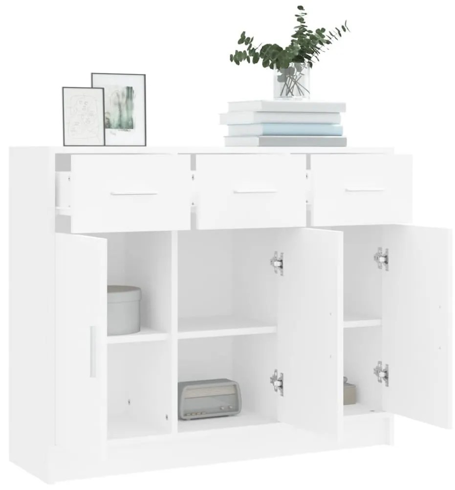 fehér, rétegelt fa tálalószekrény 91 x 28 x 75 cm