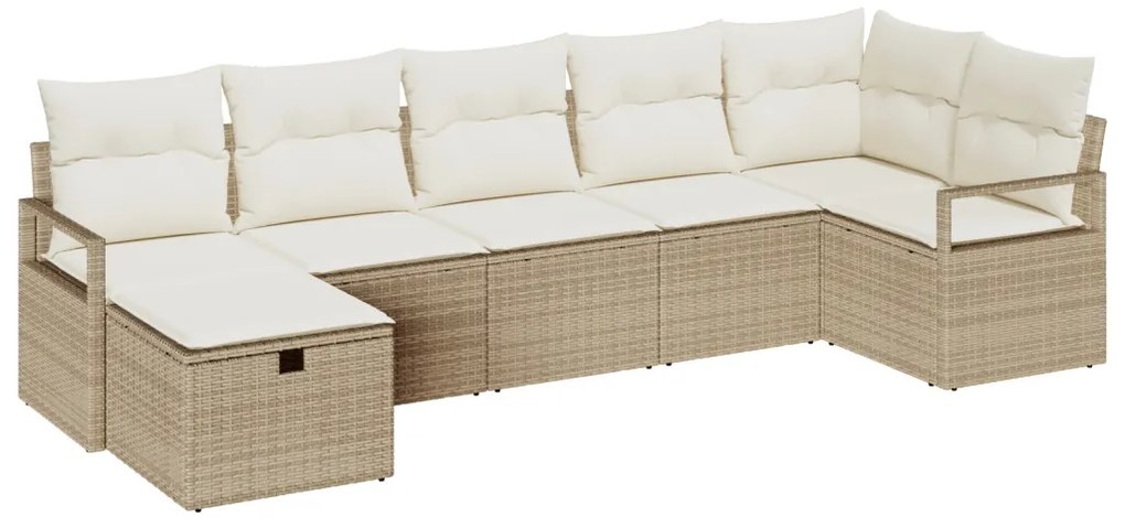 Kerti Kanapé Szett 7 pcs bézs és krémszínű 287 x 122 x 85 cm