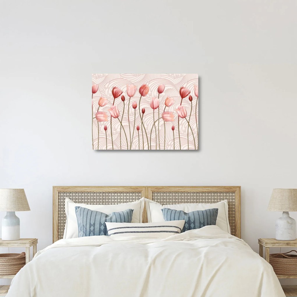Kép - rózsaszín tulipán (üvegen) (70x50 cm)