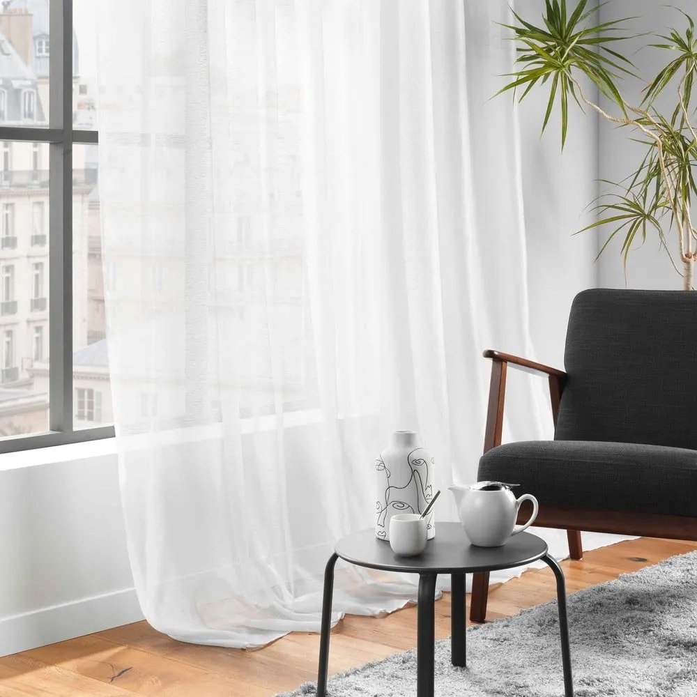 Fehér voile fényáteresztő függöny 240x240 cm Lissea – douceur d'intérieur