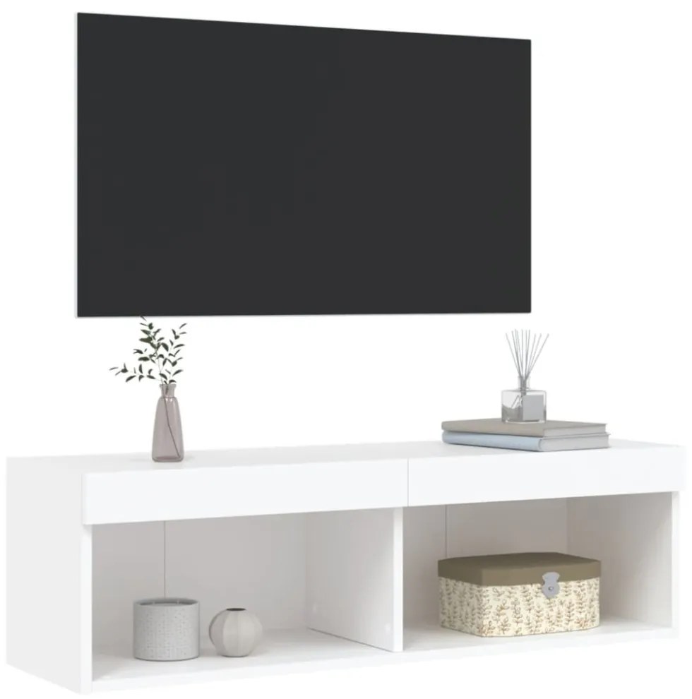 fehér TV-szekrény LED-világítással 100 x 30 x 30 cm
