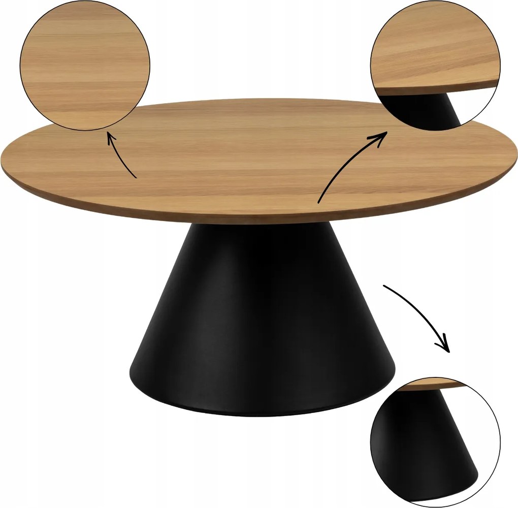 Kerek Dohányzóasztal Só 85 cm fekete-bézs modern nappali asztal