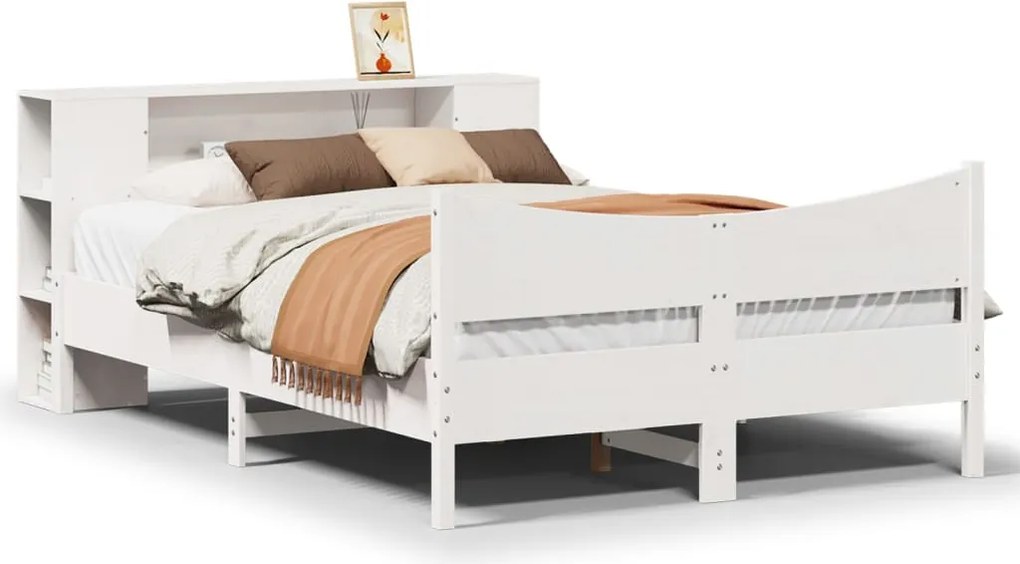 vidaXL fehér tömör fenyőfa ágy matrac nélkül 135 x 190 cm