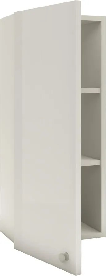 Zaria 1 ajtós fali fürdőszobai szekrény, Fényes fehér / Fehér, MDF, 30 x 22 x 72 cm