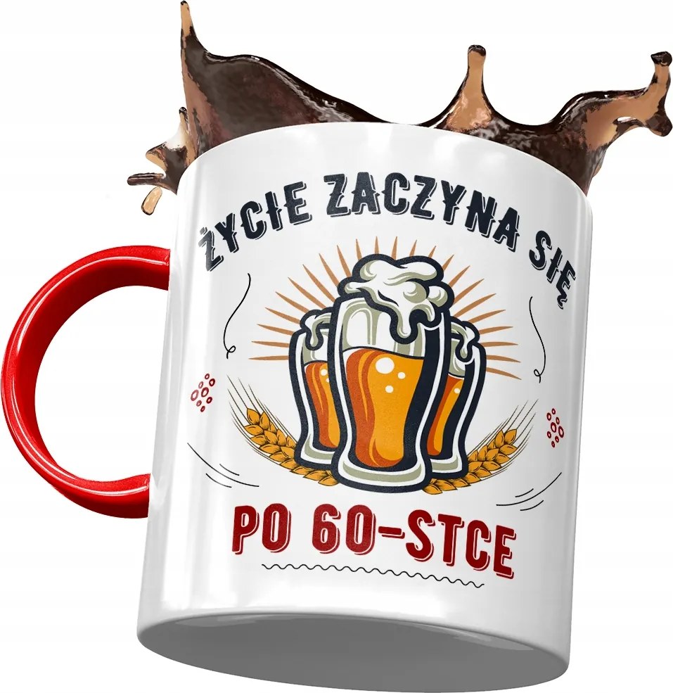 Piros Bögre Születésnapra 60 60-es 60-as Ajándék Nyomtatott Fotóval