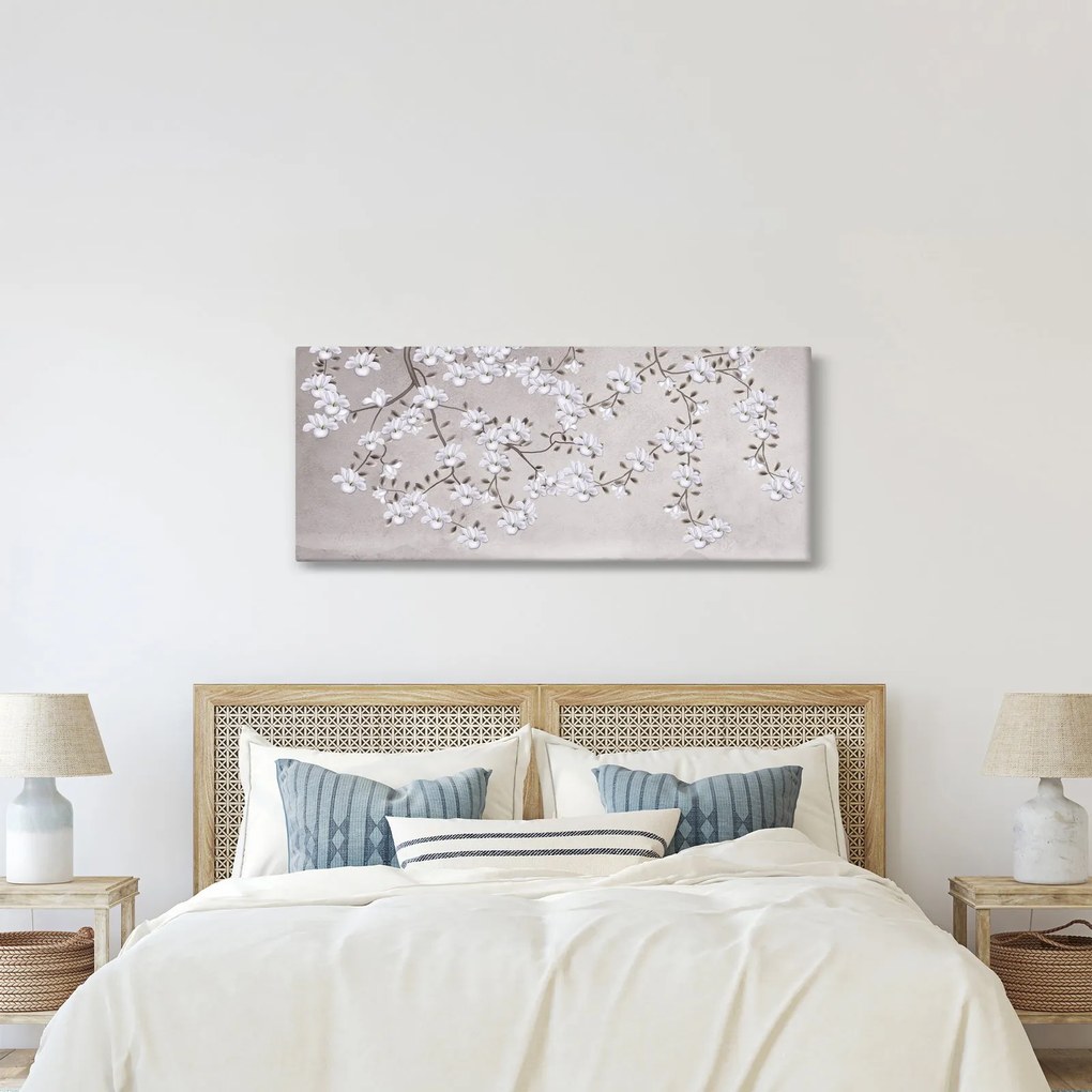 Kép - Virágok egy szürke tájon (120x50 cm)