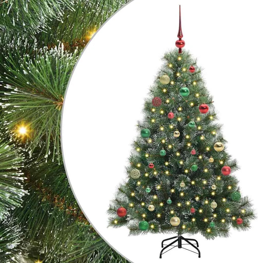 vidaXL Mű karácsonyfa 150 LED-del állvánnyal Zöld 150 cm PE és PVC