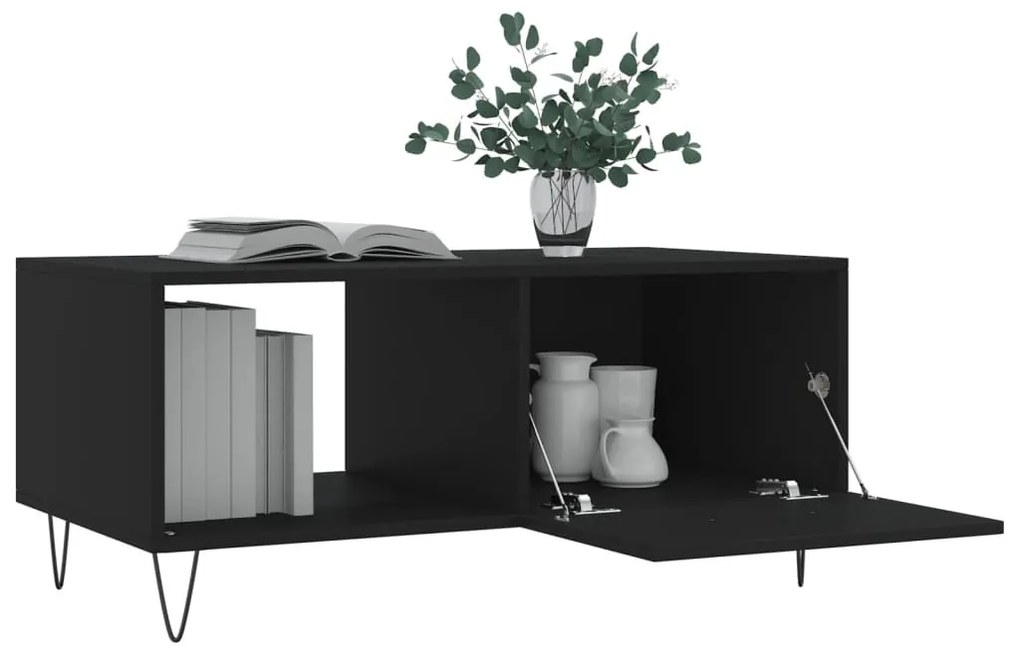 Fekete szerelt fa dohányzóasztal 90 x 50 x 40 cm