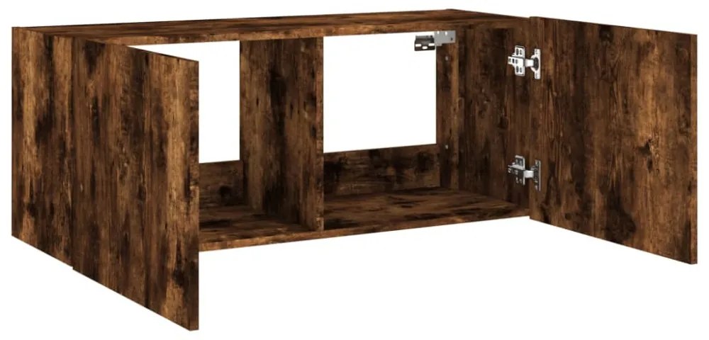 vidaXL füstös tölgy színű fali TV-szekrény LED-ekkel 100 x 35 x 41 cm