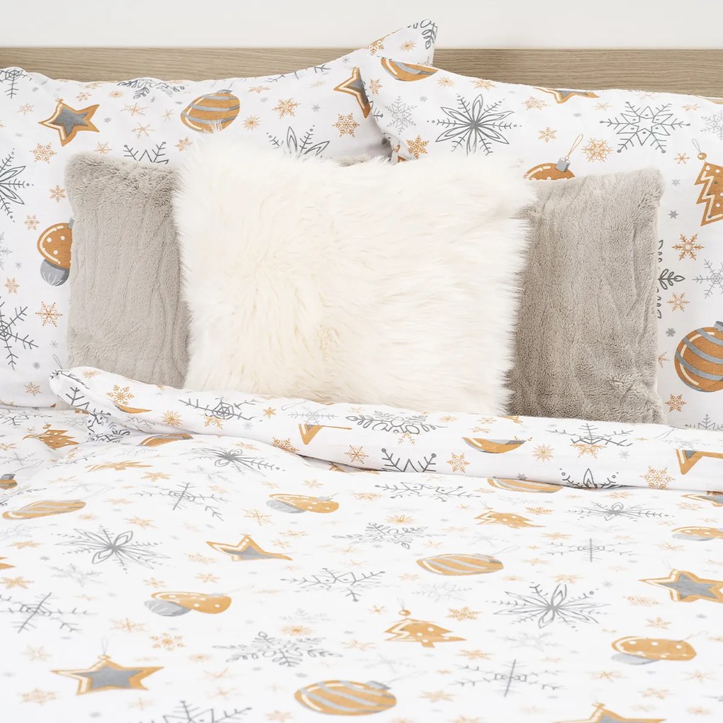 4Home Flanel ágynemű Golden Xmas Night, 220 x 200cm, 2 db 70 x 90 cm, 220 x 200 cm, 2 db 70 x 90 cm