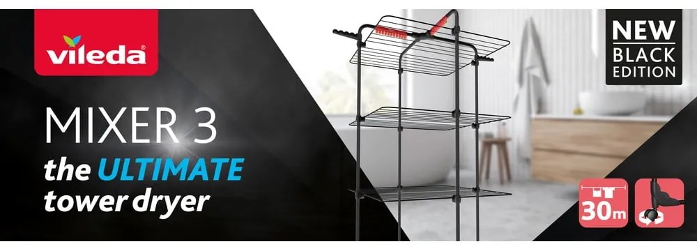 Fekete ruhaszárító 30 m Mixer 3 – Vileda
