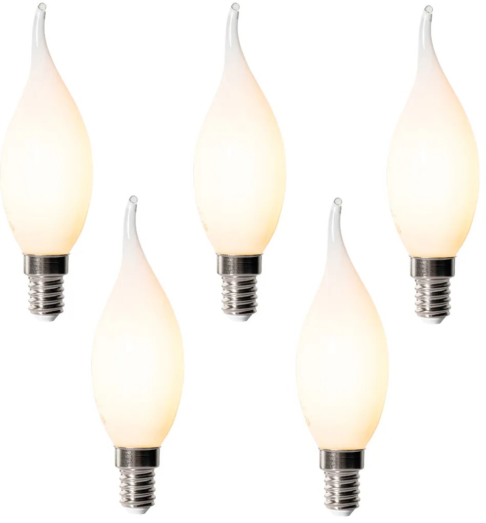 Set van 5 E14 dimbare LED lampen BXS35 opaal 4W 450 lm 2200K