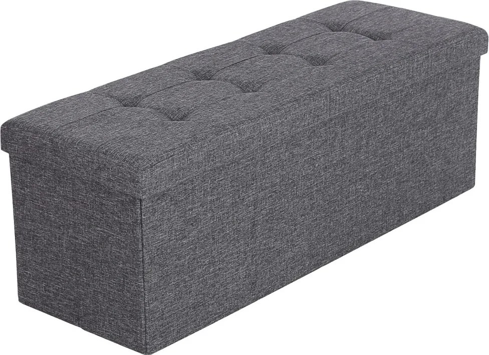 Összecsukható vászon tárolópuff, sötétszürke 110x38x38cm
