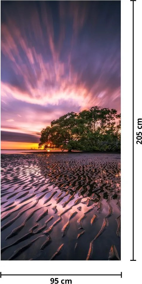 Fotótapéta ajtóra - Strand naplementekor (95x205cm)