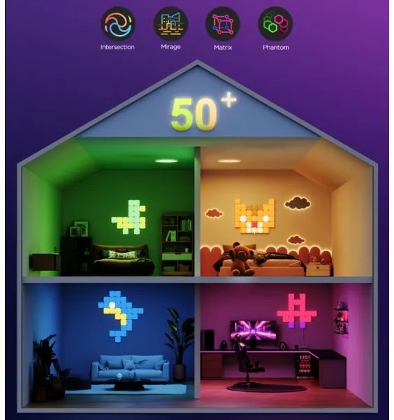 Govee - 10 db Smart mini RGBIC Wi-Fi panel