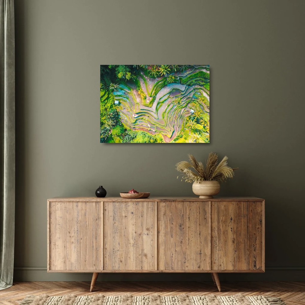 A rizsföldek képe madártávlatból (üvegen) (70x50 cm)