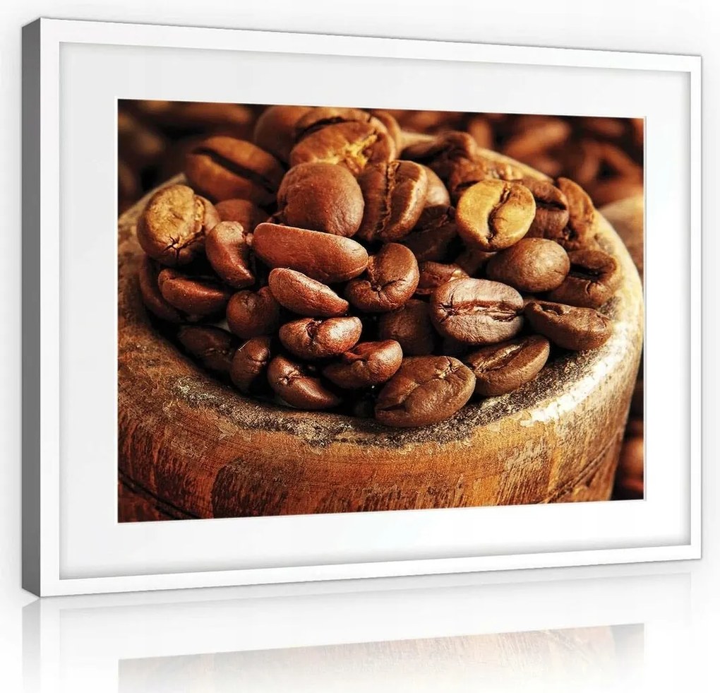 Vászonkép 80x60 Kávé szemes tál aroma meleg otthon csendélet