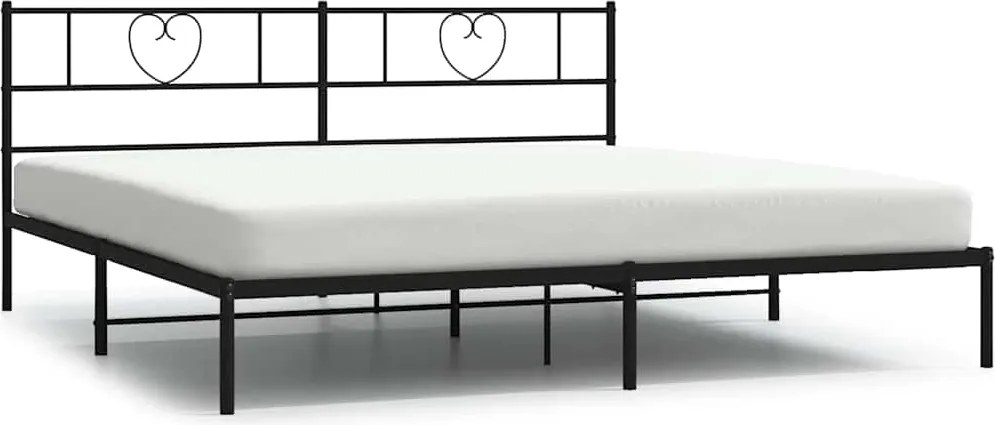 vidaXL fekete fém ágykeret fejtámlával 193 x 203 cm