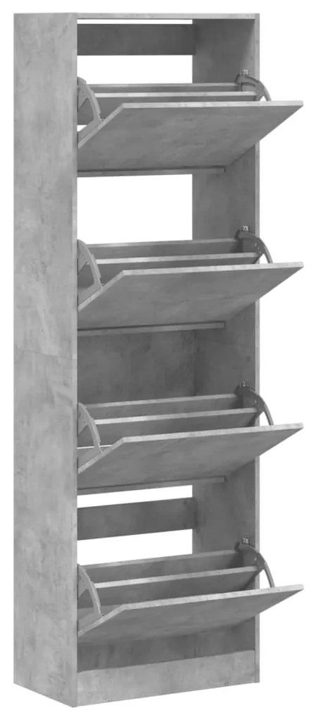 betonszürke cipőszekrény 4 kihajtható fiókkal 60x34x187,5 cm