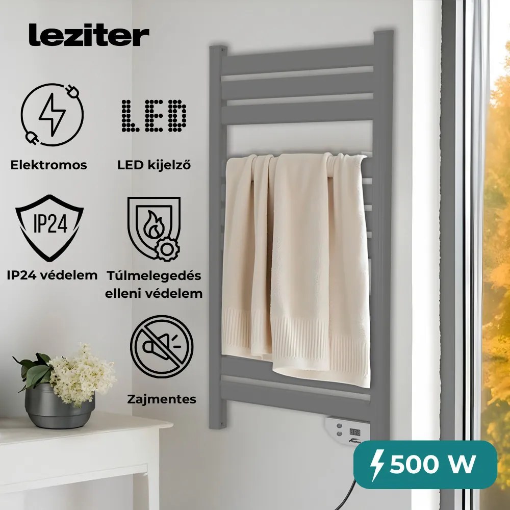 Elektromos törölközőszárító radiátor fürdőszobába – Leziter TW-500GR