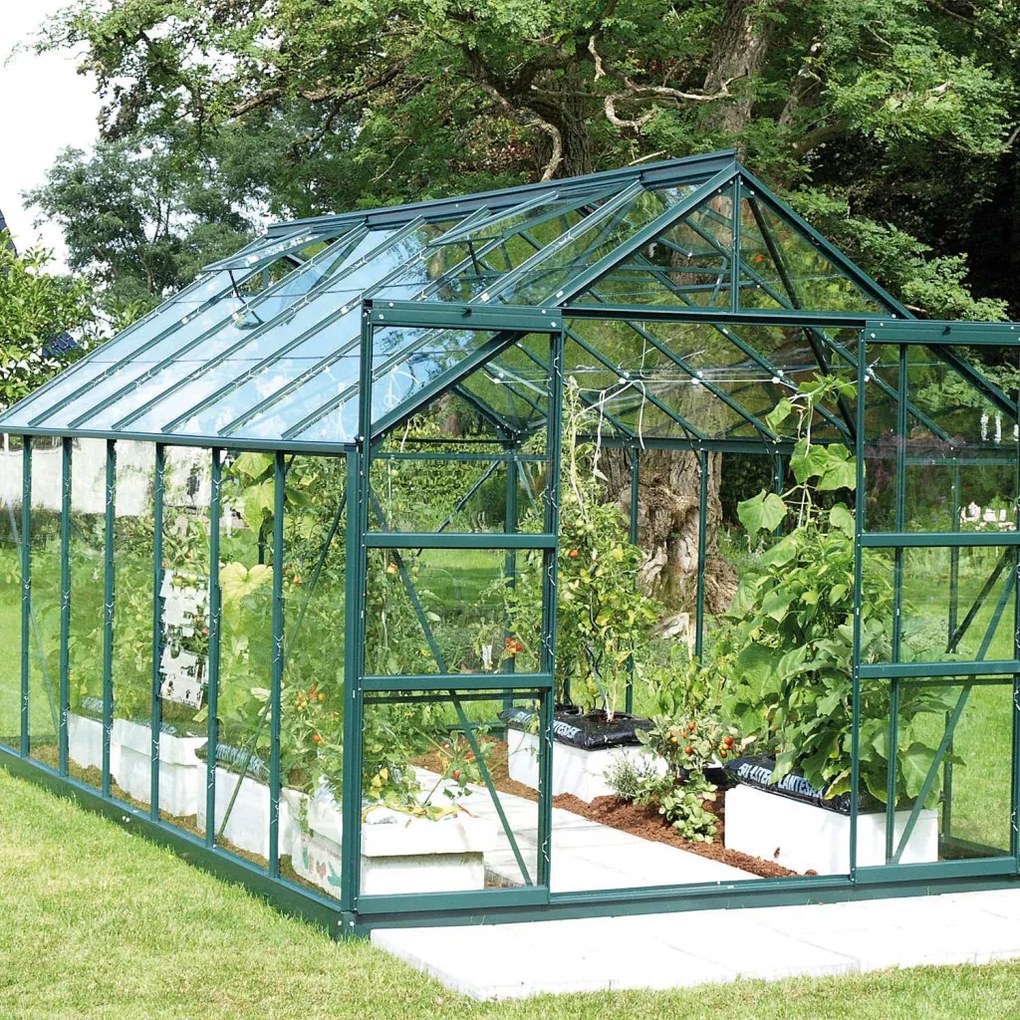 üvegház VITAVIA URANUS 11500 tiszta üveg 3 mm zöld színű LG1039