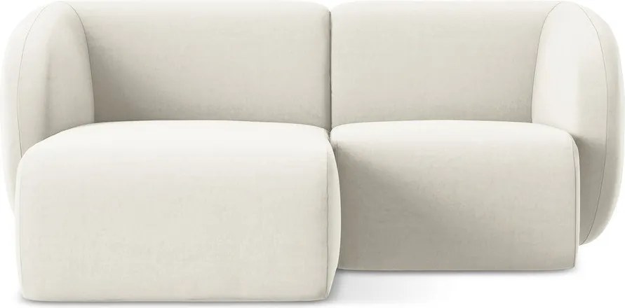 Bézs bársony sarokkanapé (bal oldali-heverő résszel) Lani – Makamii