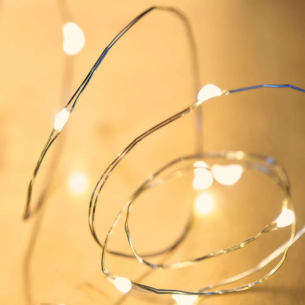 TWINE LIGHTS LED égősor USB csatlakozóval, átlátszó 20 égő