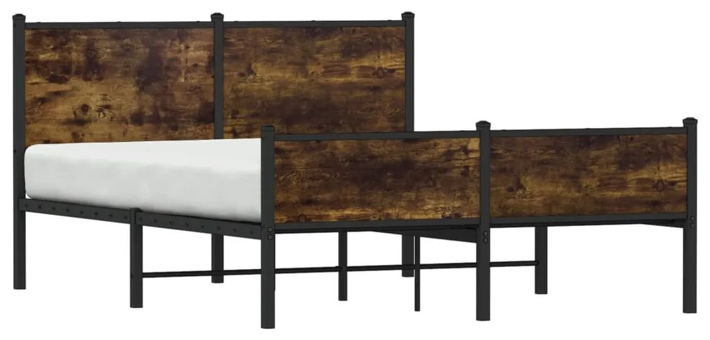 füstös tölgy színű fém ágykeret matrac nélkül 137 x 190 cm