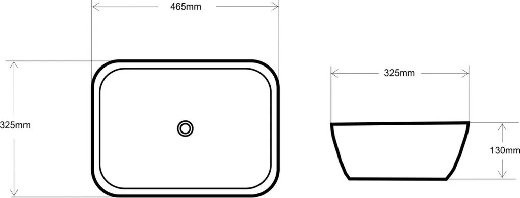 Eros SMILE 3 - PULTRA ültethető - Top Counter - porcelán mosdó - MATT FEHÉR - 46,5 x 32,5 x 13 cm