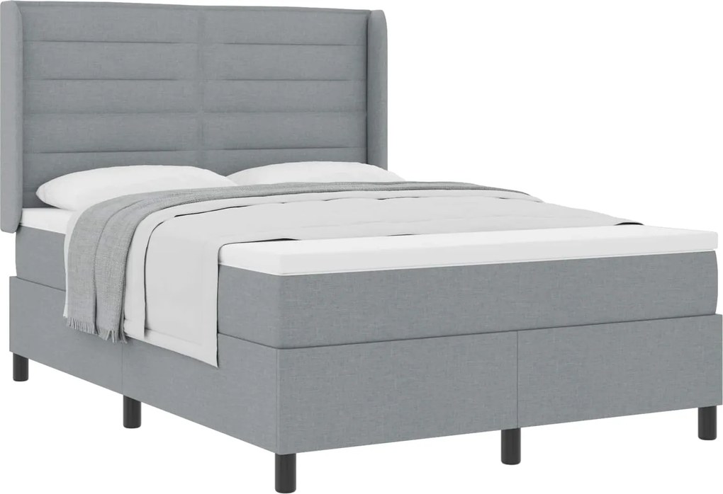 vidaXL Boxrugós ágy matracmal Világosszürke 140 x 190 cm szövet