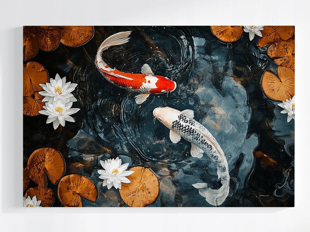 Poszter Halak Pontyok Koi Japán Tavirózsa Természet 120x80