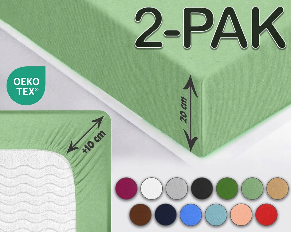 Sesto Senso gumis lepedő Jersey zöld 160x200cm