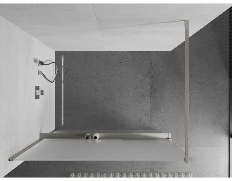Mexen Kioto+, Walk-In zuhanyparaván polccal és akasztóval 140 x 200 cm, 8 mm-es matt üveg, csiszolt acél profil, 800-140-121-97-30